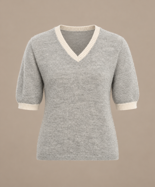 Rose alpaca T-shirt with V-neck