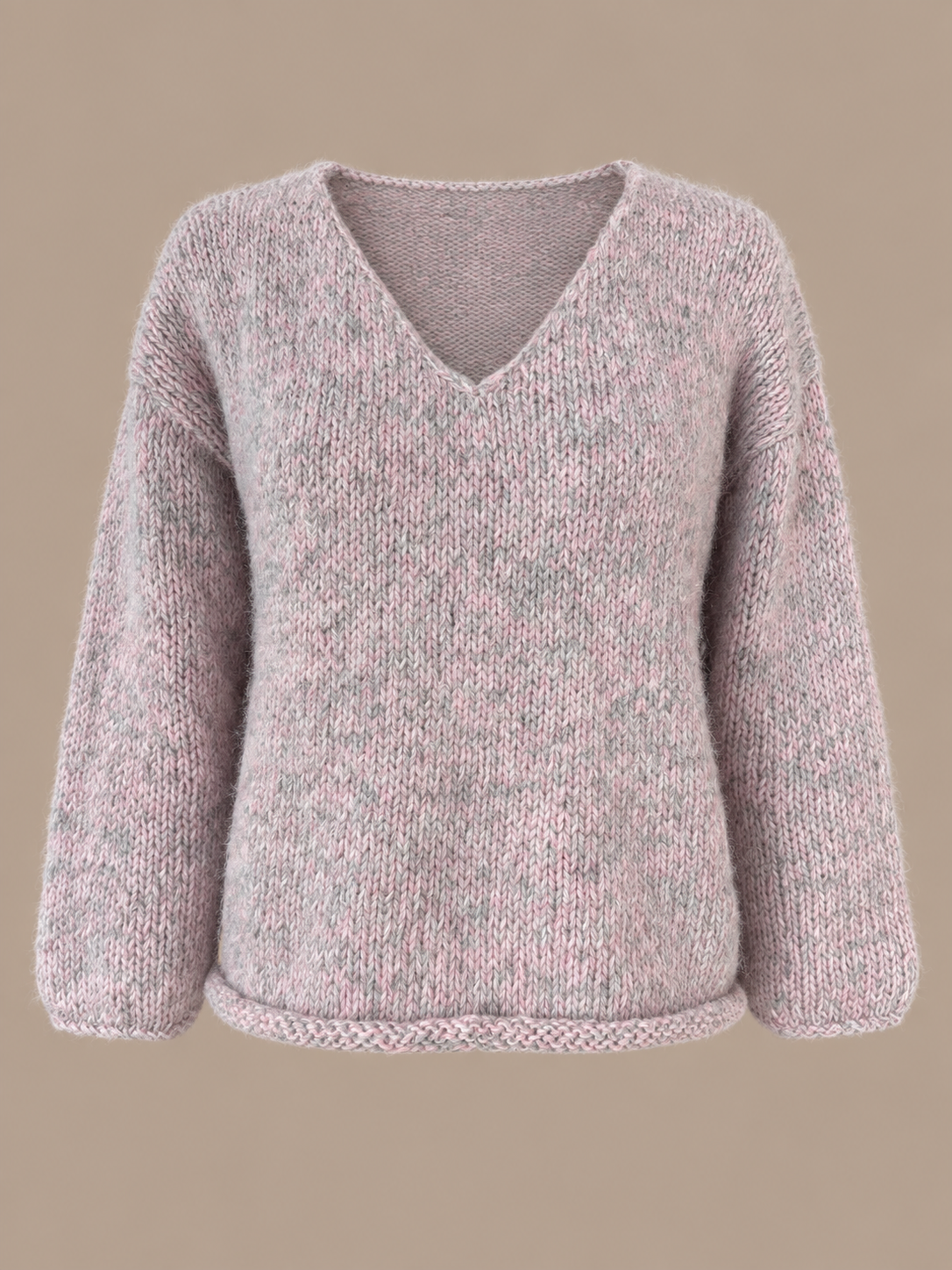 Eloïse ~ alpaca v-sweater, rose mélange